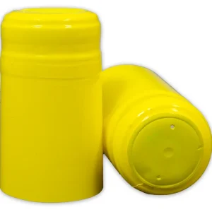 30 GLOSSY YELLOW SHRINK CAPS Bright Shiney finish Winery Quality PVC Heat Shrink Capsules